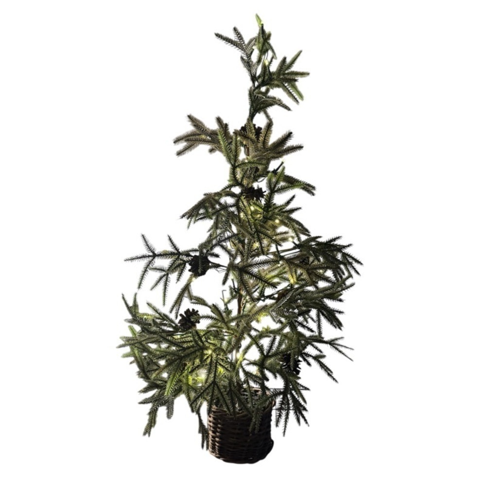 POTTERY BARN Large - 36” H Lit Faux Pine Tree in Basket